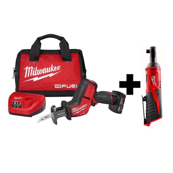 Milwaukee M12 FUEL 12-Volt Lithium-Ion Brushless Cordless HACKZALL Reciprocating Saw Kit W/ Free M12 3/8 in. Ratchet