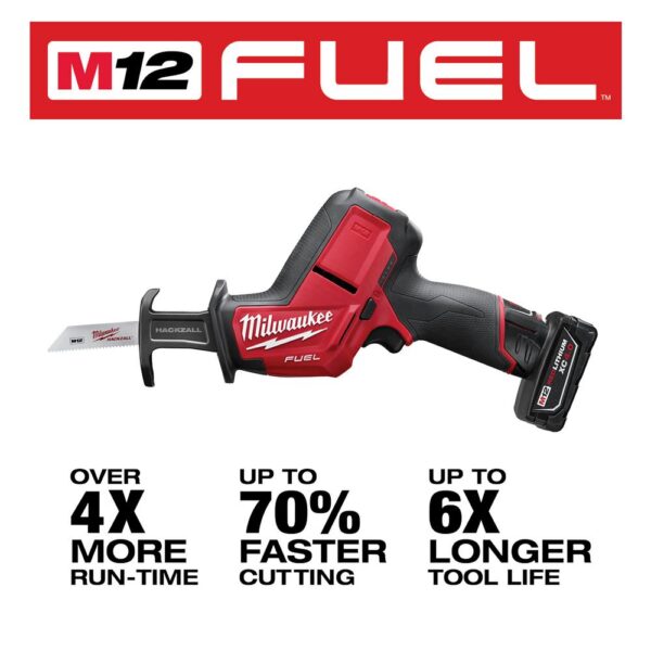 Milwaukee M12 FUEL 12-Volt Lithium-Ion Brushless Cordless HACKZALL Reciprocating Saw Kit W/ Free M12 3/8 in. Ratchet