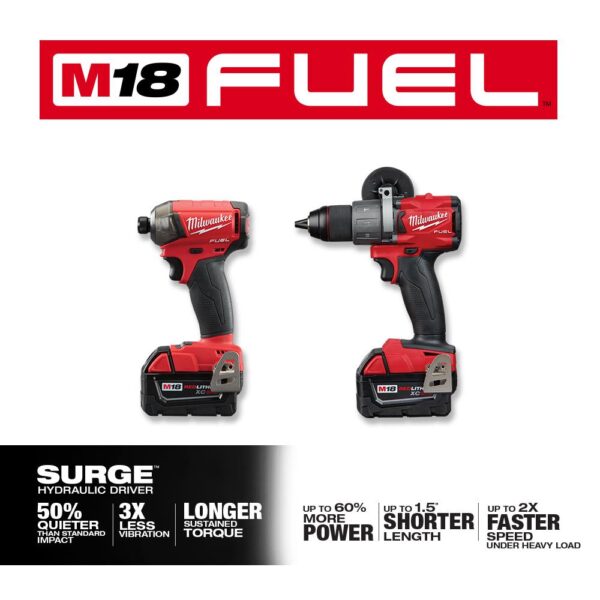 Milwaukee M18 FUEL 18-Volt Lithium-Ion Brushless Cordless Surge Impact and Hammer Drill Combo Kit (2-Tool) w/(2) 5.0Ah Batteries