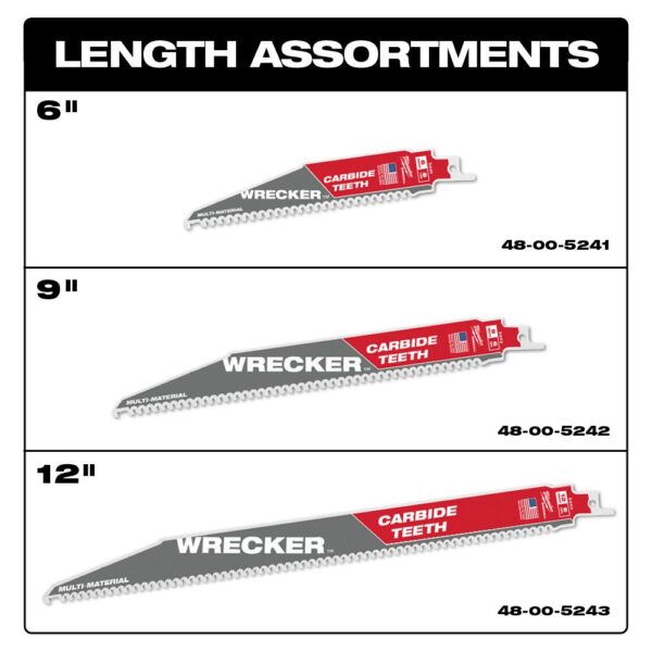 Milwaukee 6 in. 6 TPI WRECKER Carbide Teeth Multi-Material Cutting SAWZALL Reciprocating Saw Blade (3-Pack)
