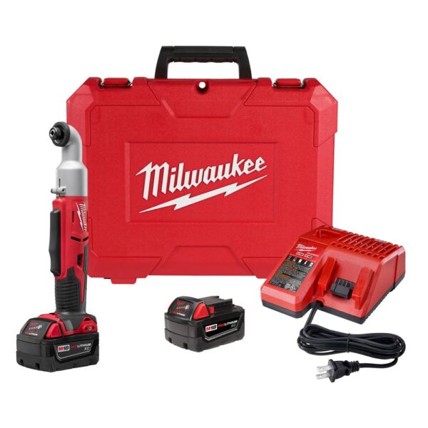 Milwaukee M18 18-Volt Lithium-Ion Cordless 1/4 in. Hex 2-Speed Right Angle Impact Driver W/(2) 3.0Ah Batteries, Charger, Hard Case