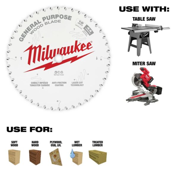 Milwaukee 12 in. x 44-Tooth General Purpose Circular Saw Blade