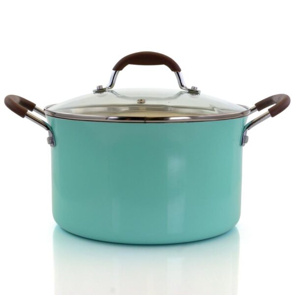 Oster Carrick 6 qt. Round Aluminum Nonstick Dutch Oven in Mint with Glass Lid