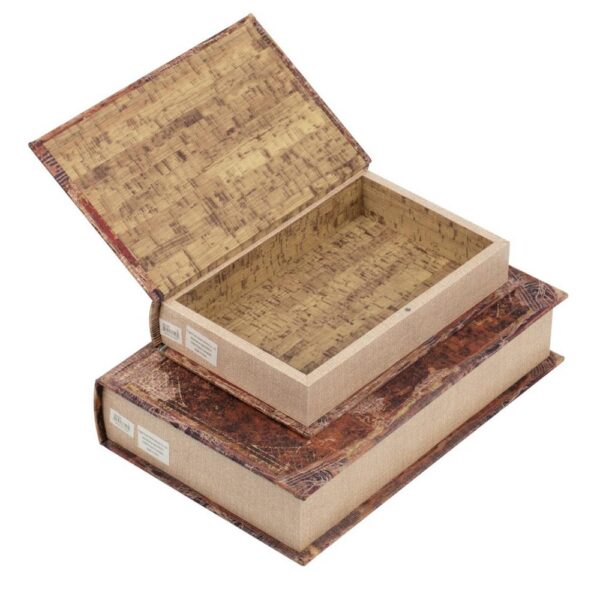 Benjara Antique Distressed Multi-color Wooden Book Boxes