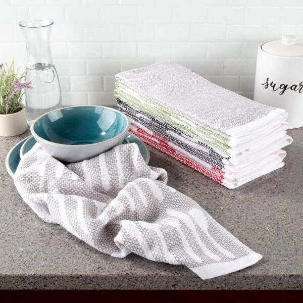 Lavish Home Multi-Color Flatware Design Chic Pattern Weave Cotton Kitchen Towel Set (8-Pieces)