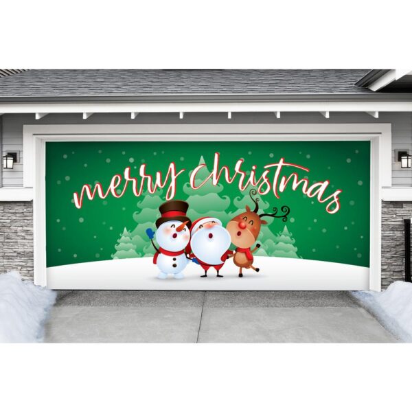 My Door Decor 7 ft. x 16 ft. Christmas Characters Merry Christmas-Christmas Garage Door Decor Mural for Double Car Garage
