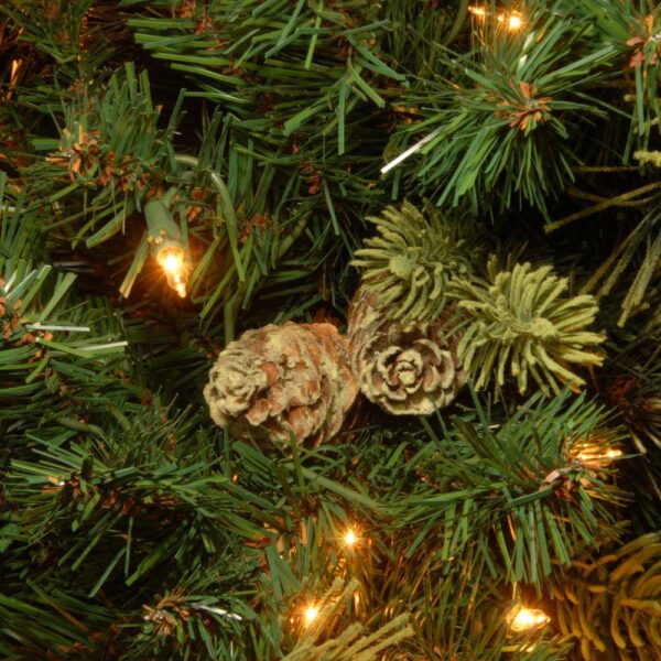 National Tree Company 7-1/2 ft. Carolina Pine Hinged Tree with Flocked Cones and 1000 Clear Lights