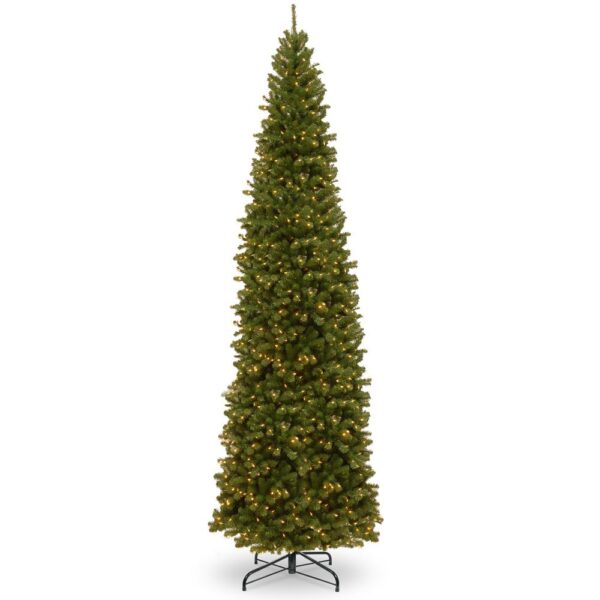 National Tree Company 12 ft. North Valley Spruce Pencil Slim Artificial Christmas Tree with Clear Lights