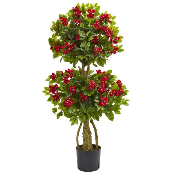 Nearly Natural 4 in. Double Bougainvillea Artificial Topiary Tree