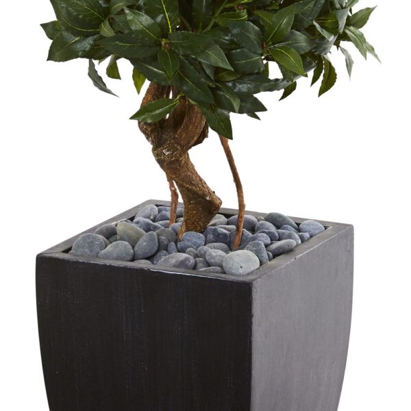 Nearly Natural 4.5 ft. Sweet Bay Artificial Double Topiary Tree in Black Wash Planter