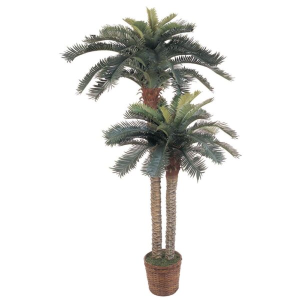 Nearly Natural 6 ft. and 4 ft. Sago Palm Double Potted Silk Tree
