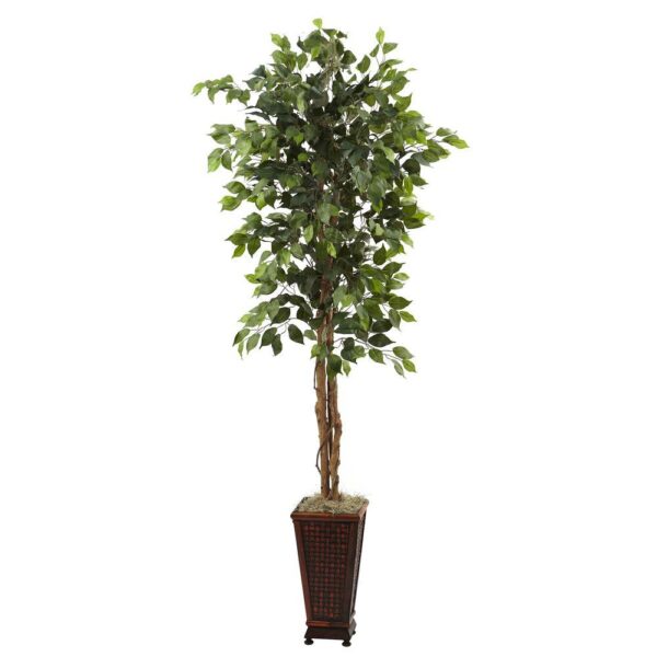Nearly Natural 6.5 ft. Ficus with Decorative Planter