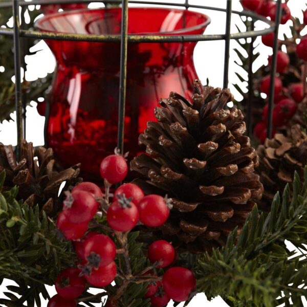 Nearly Natural Pine Berry Birdhouse Candelabrum