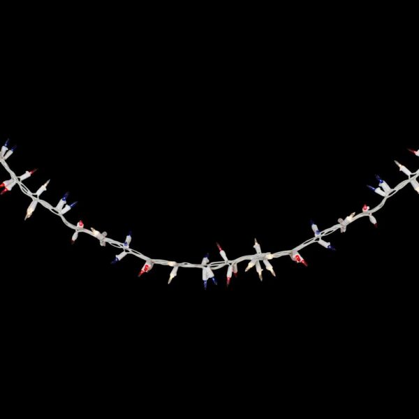 Northlight 5.6 ft. 105-Light Count Red, Clear and Blue Christmas Garland Mini Lights with White Wire