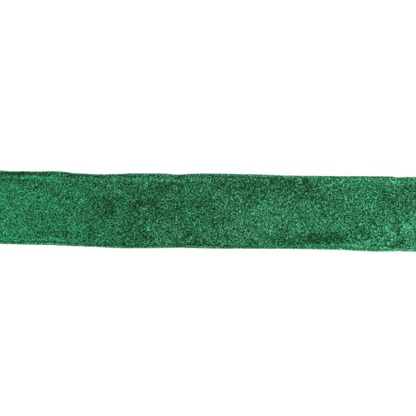 Northlight 2.5 in. x 16 yds. Sparkles and Shimmering Green Solid Wired Craft Ribbon