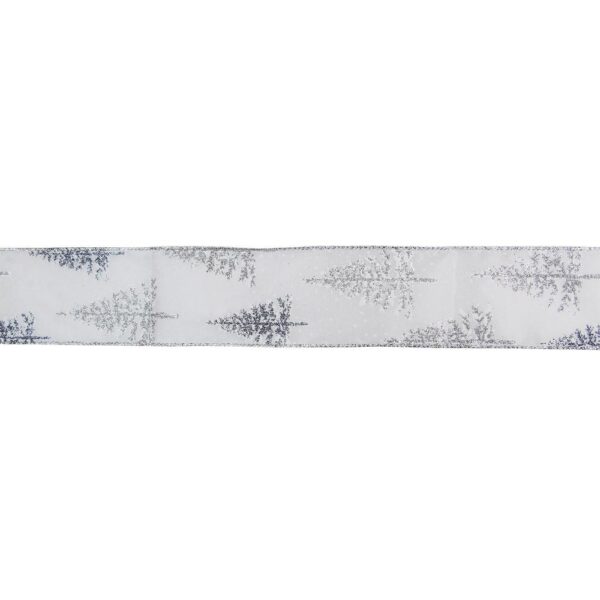 Northlight 2.5 in. x 16 yds. Shimmering White and Sparkling Silver Tree Wired Craft Ribbon