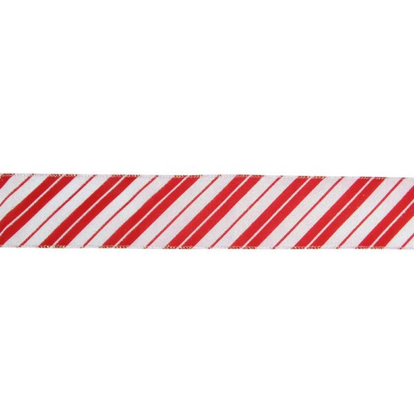 Northlight 2.5 in. x 16 yds. Iridescent Candy Cane Diagonal Stripe Wired Craft Ribbon