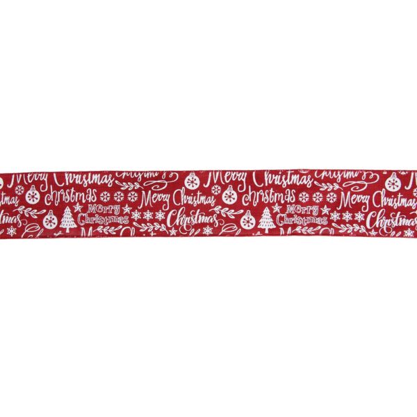 Northlight 2.5 in. x 16 yds. Red and White Merry Christmas Design Wired Craft Ribbon