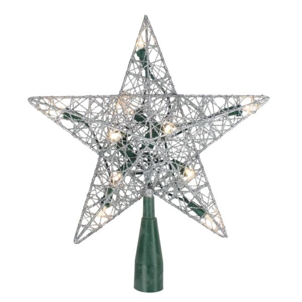 Northlight 9 in. Lighted Silver Wire Star Christmas Tree Topper- Clear LED Lights