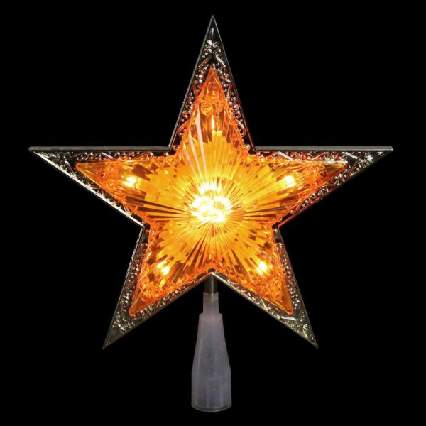 Northlight 9 in. Gold and Amber Crystal 5 Point Star Christmas Tree Topper