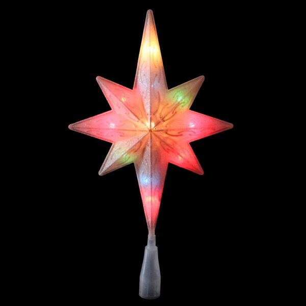 Northlight 11 in. Frosted Bethlehem Star with Gold Scrolling Christmas Tree Topper in Multi-Lights