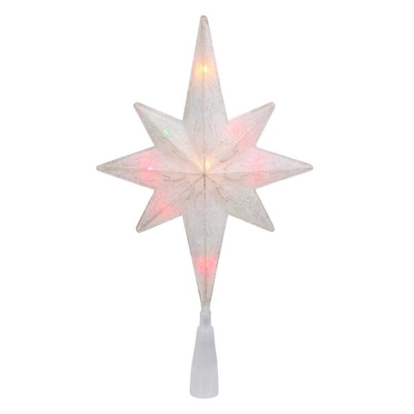Northlight 11 in. Frosted Bethlehem Star with Gold Scrolling Christmas Tree Topper in Multi-Lights