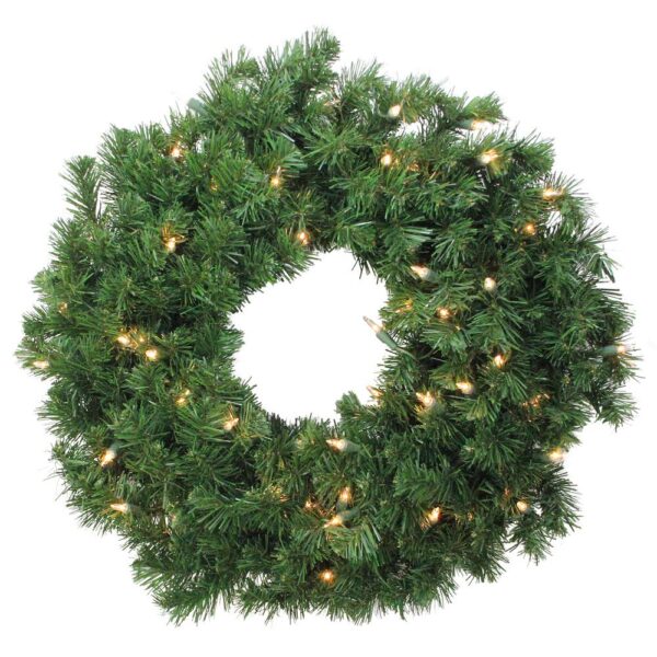 Northlight 24 in. Pre-Lit Deluxe Windsor Pine Artificial Christmas Wreath with Clear Lights