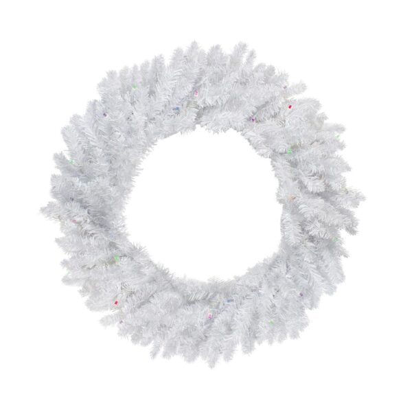 Northlight 30 in. Battery Operated Pre-Lit  LED Artificial Christmas Wreath with Multi-Lights in Snow White