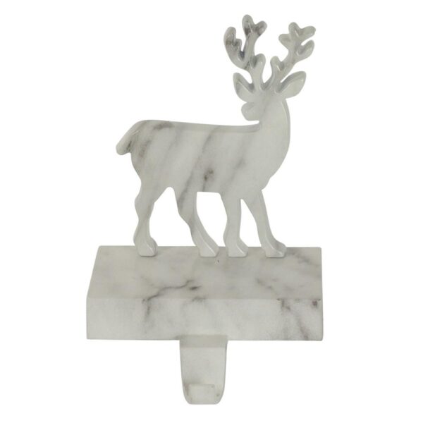 Northlight 7.5 in. Black and White Marbled Deer Christmas Stocking Holder