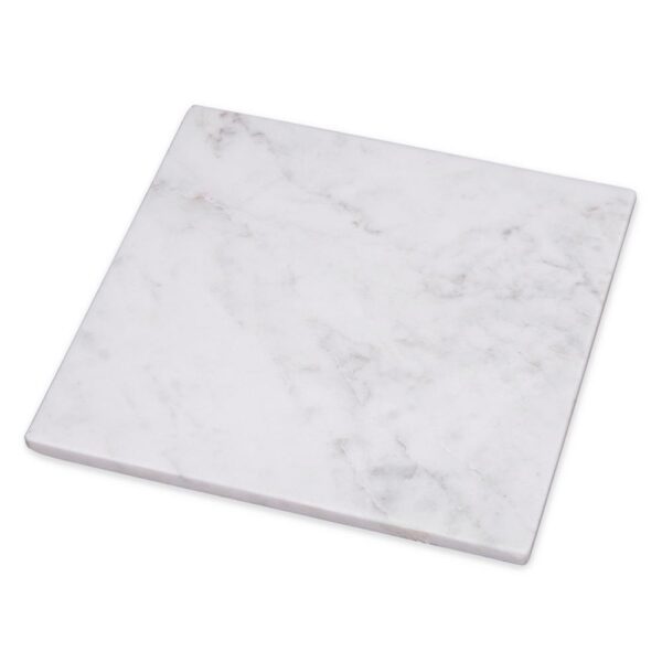 Creative Home Genuine 8 in. x 8 in. Off-White Natural Marble Square Trivet, Cheese Serving Board Platter for Fine Dinning Catering