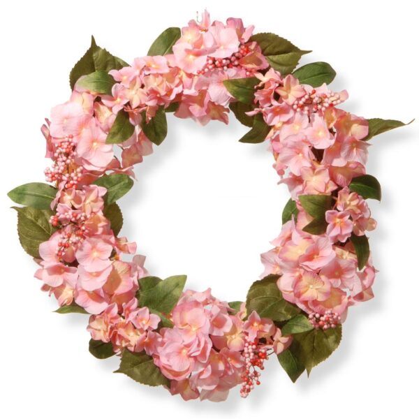 National Tree Company 24 in. Pink Hydrangea Wreath