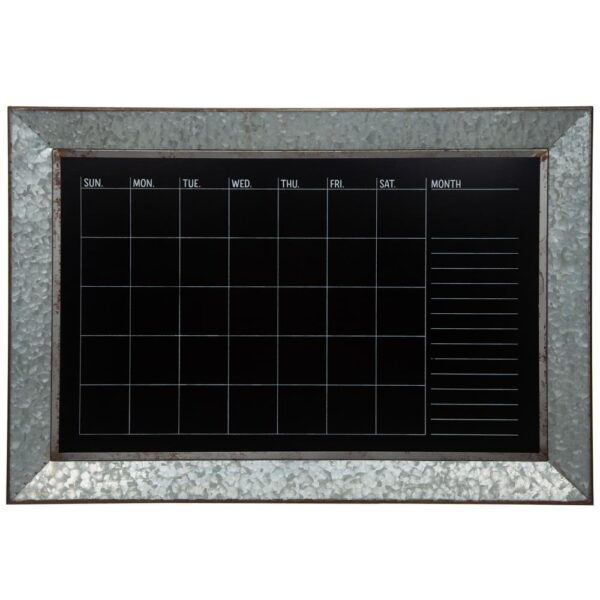 Pinnacle Rustic Galvanized Calendar Silver Chalkboard Memo Board
