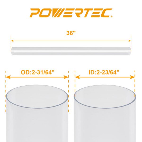 POWERTEC 2-1/2 in. x 36 in. Long Clear Pipe