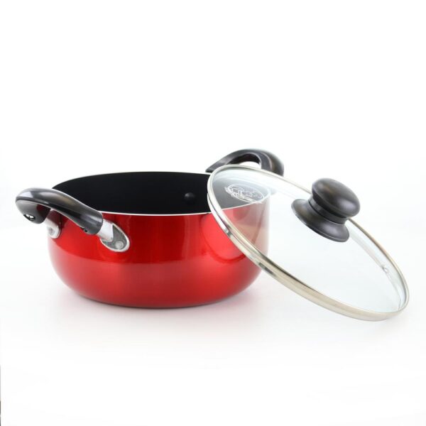 Better Chef 6 qt. Round Aluminum Nonstick Dutch Oven in Red with Glass Lid