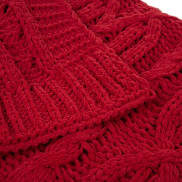 Glitzhome 60 in. L x 50 in. W, 865g Knitted Polyester Red Throw Blanket
