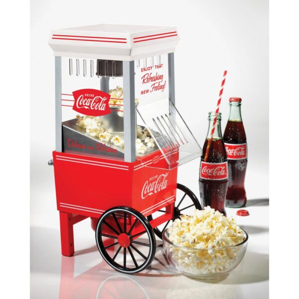 Nostalgia Coca-Cola 4 oz. Red Hot Air Popcorn Machine with Cart