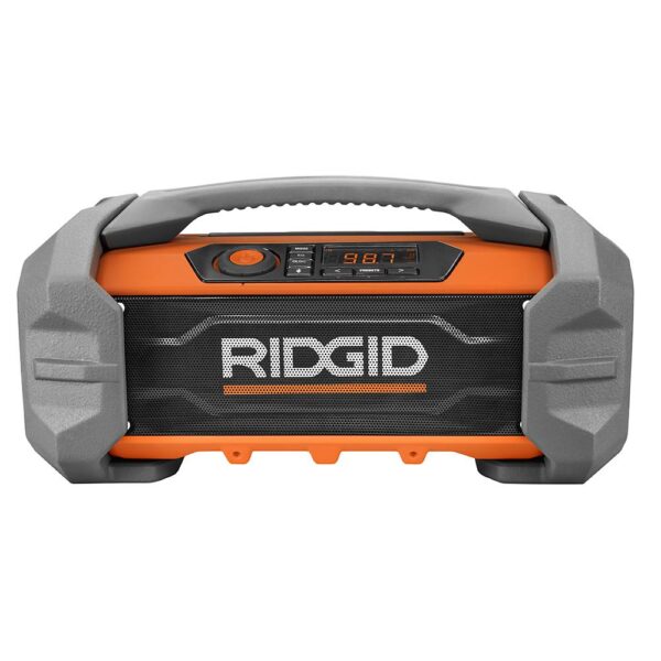 RIDGID 18-Volt Cordless Hybrid Jobsite Radio with Bluetooth Wireless Technology with 1.5 Ah Lithium-Ion Battery