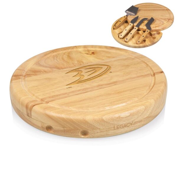 Picnic Time Anaheim Ducks 10.20 in. Natural Wood Cheese Board and Tool Set