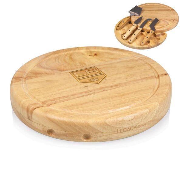 Picnic Time Los Angeles Kings 10.20 in. Natural Wood Cheese Board and Tool Set