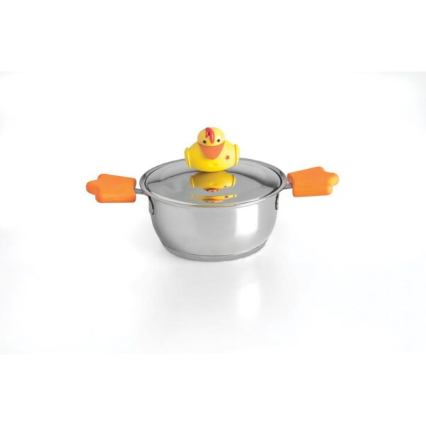 BergHOFF Sheriff Duck 1.1 qt. Stainless Steel Dutch Oven in Silver with Glass Lid