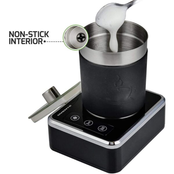 Ovente 7 oz. Stainless Steel Silver Coffee and Milk Frother with Induction Base