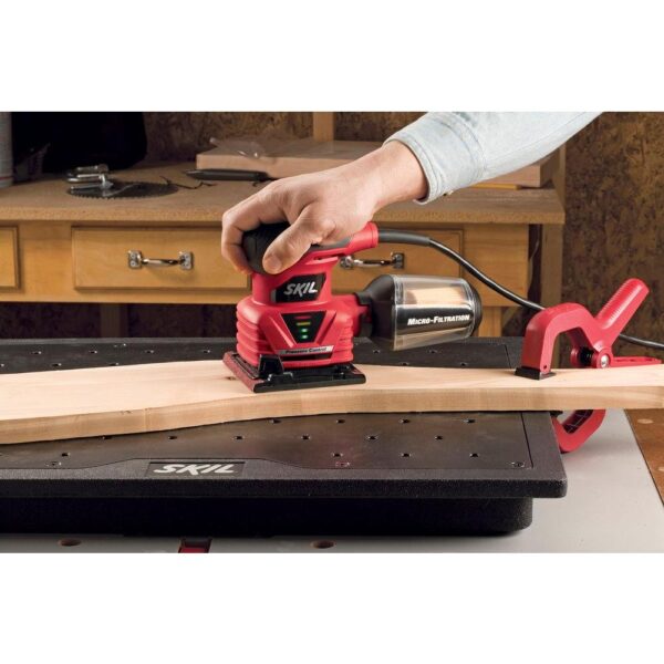 Skil 2 Amp Corded Electric 1/4 in. Sheet Palm Sander with Pressure Control and Micro Filtration Kit