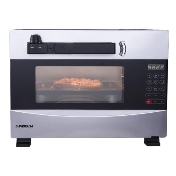 GoWISE USA 1600-Watts Stainless Steel 27 Qt. Electric Programmable Pressure Oven with Rotisserie Function and DIY Presets
