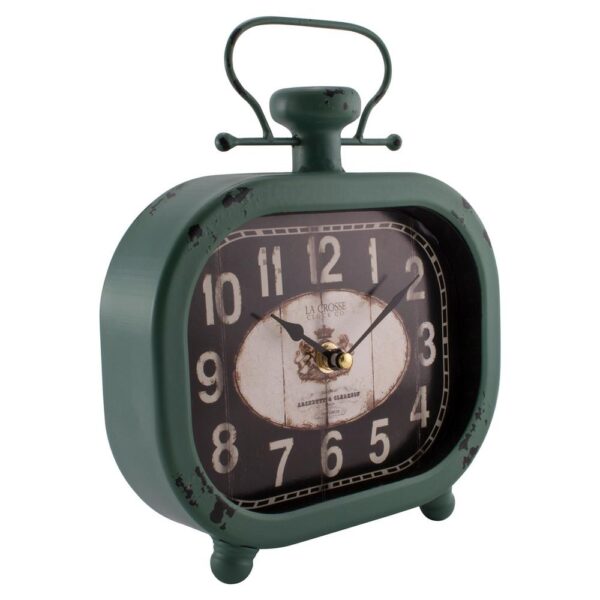 La Crosse Technology Distressed Teal Metal Decorative Clock