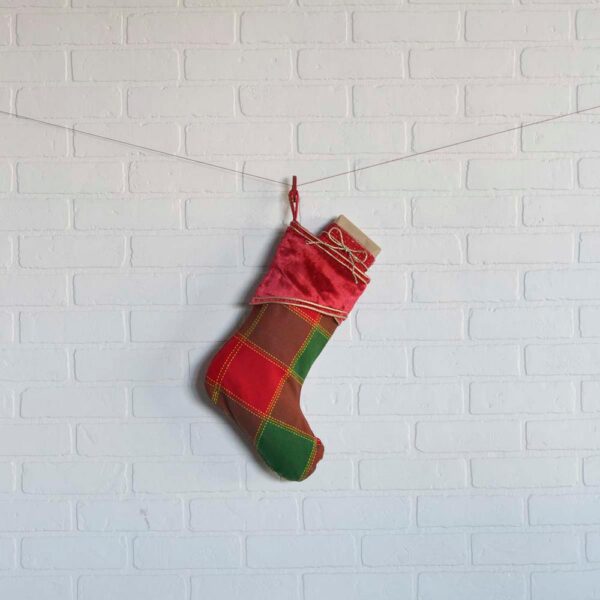 VHC Brands 15 in. Cotton/Viscose Tristan Cherry Red Traditional Christmas Decor Stocking