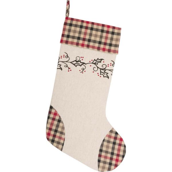 VHC Brands 20 in. Hollis Ivory White Farmhouse Christmas Decor Stenciled Stocking