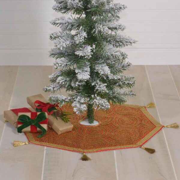 VHC Brands 21 in. Soleil Candy Apple Red Glam Christmas Decor Mini Tree Skirt