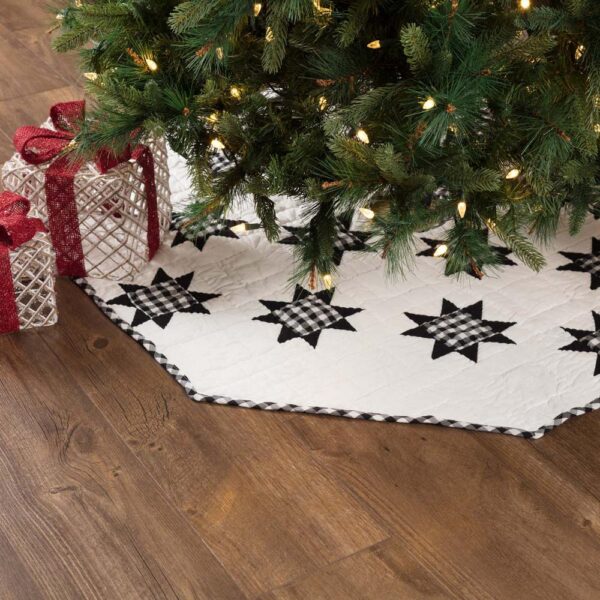 VHC Brands 48 in. Black Emmie Farmhouse Christmas Decor Patchwork Tree Skirt