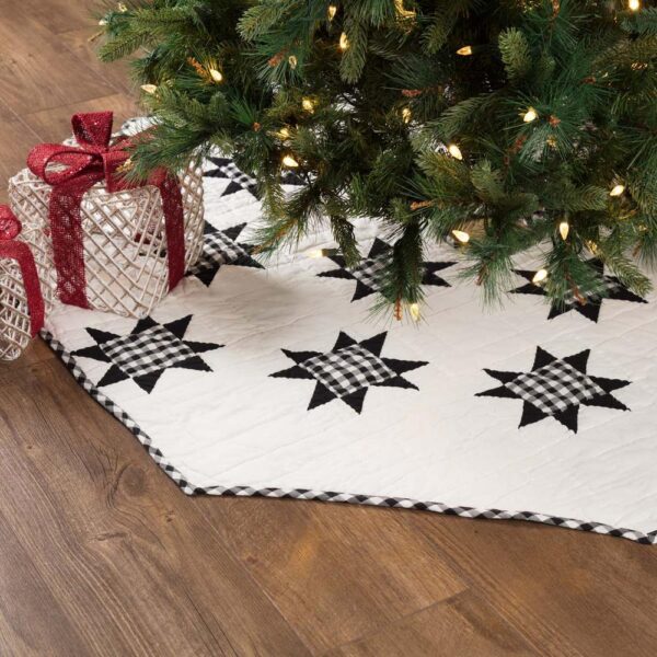VHC Brands 60 in. Black Emmie Farmhouse Christmas Decor Patchwork Tree Skirt