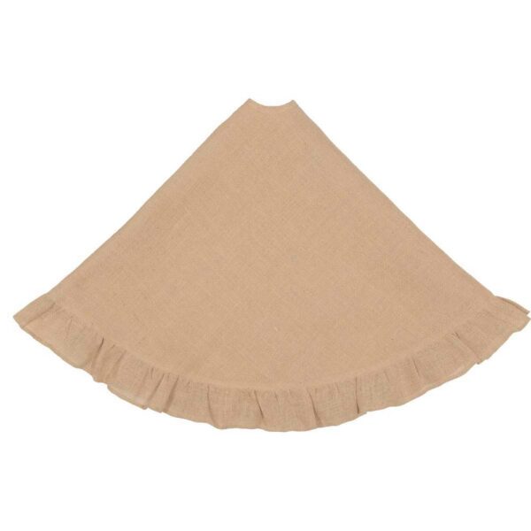 VHC Brands 48 in. Jute Burlap Natural Tan Holiday Rustic and Lodge Decor Tree Skirt